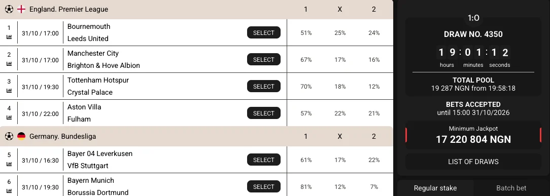 PariPulse Lotteries section listing upcoming draws with draw times and ticket prices