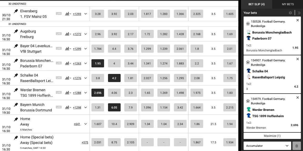 PariPulse sports page with a football match selected and the bet slip showing stake, total odds and potential return